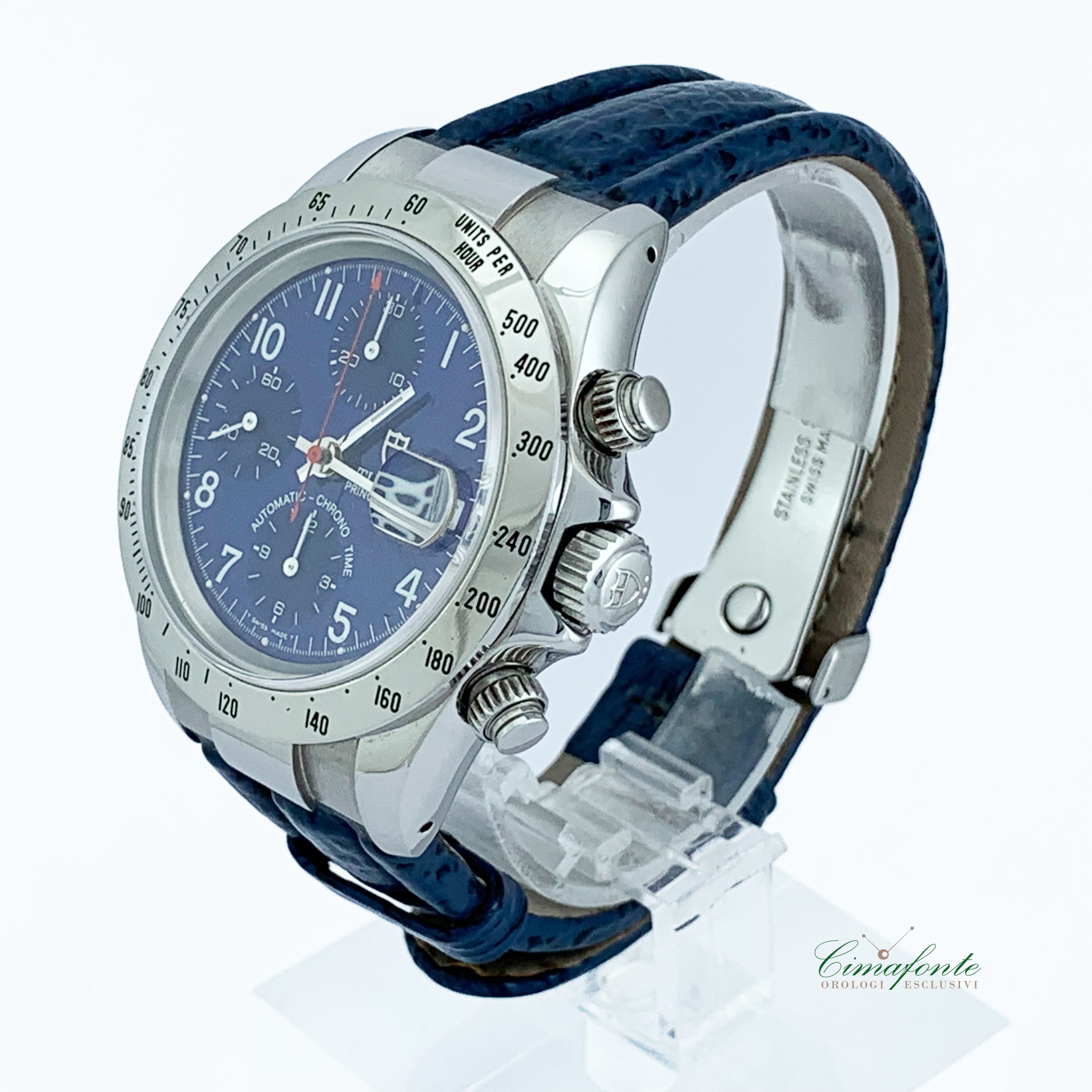 TUDOR PRINCE DATE 79280 40mm 2006 10atm automatico cinturino in pelle  quadrante blu