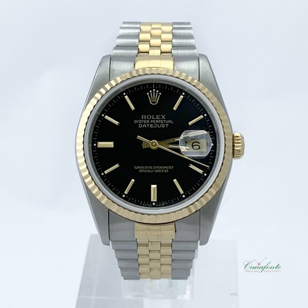 Rolex Datejust ref.16233 Acciaio e oro Secondo Polso mm36. Quadrante Nero