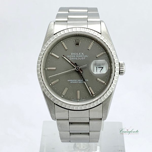 Rolex Datejust 16220 1990 quadrante grigio secondo polso
