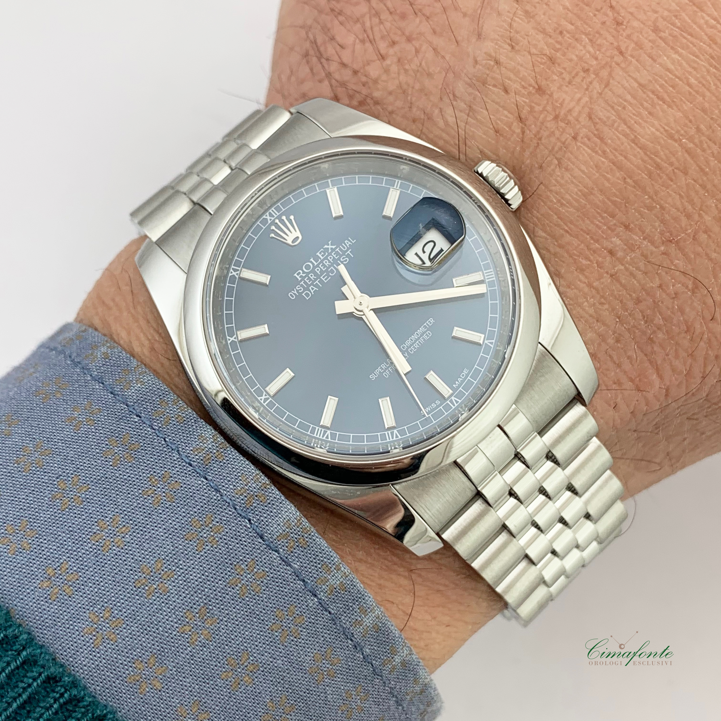 Rolex Datejust 116200 2015 36mm usato Jubilee Dial Blu