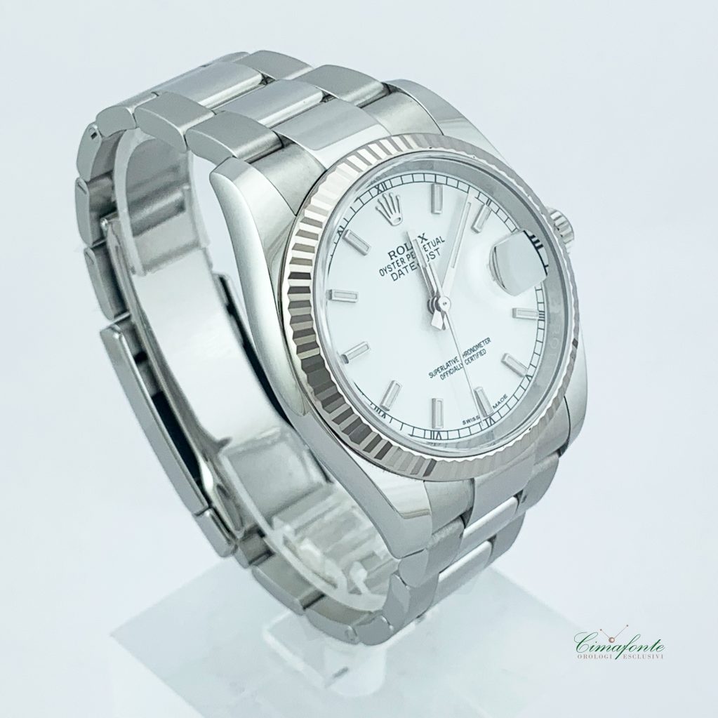 Rolex Datejust 116234 36mm Oyster Dial Bianco Secondo Polso